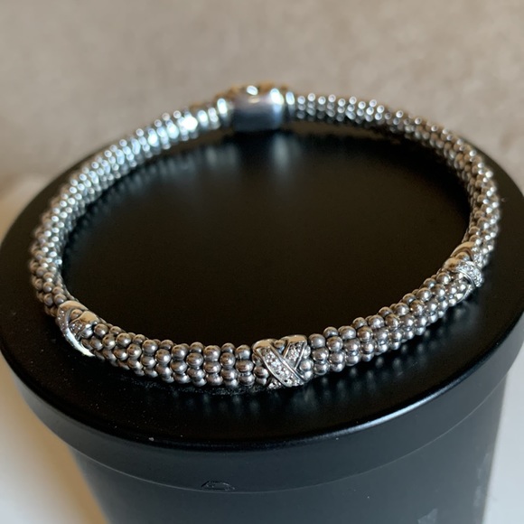 LAGOS EMBRACE Three Station Silver X Diamond Bracelet | 6mm - Picture 5 of 16